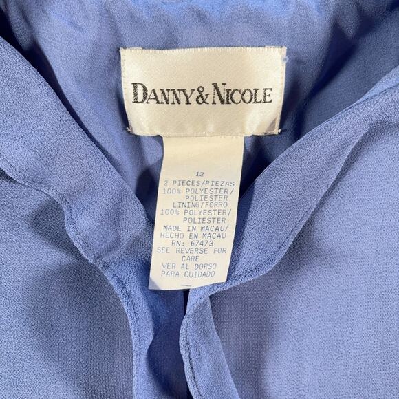 Danny & Nicole Lavender Polyester Lined Top Faux Pearl Buttons Ruffle Size 12 - Picture 3 of 7